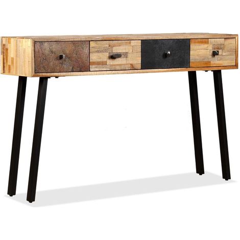 Consolle portaoggetti in teak massiccio di recupero 120 x 30 x 76 cm marrone 4402037