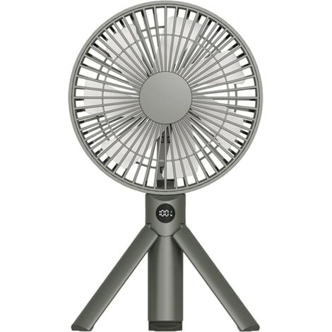 JSSEVN - Ventilador de camping con trípode, batería recargable USB de 3000 mAh, ventilador de escritorio portátil de 4 velocidades, ventilador de refrigeración plegable. (1/5)