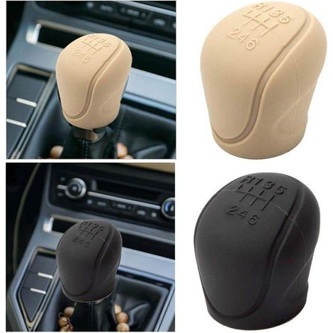 Ecleanfy - Housse de levier de vitesse universelle en silicone pour voiture - 6 vitesses - Antidérapante (Beige) (1/5)