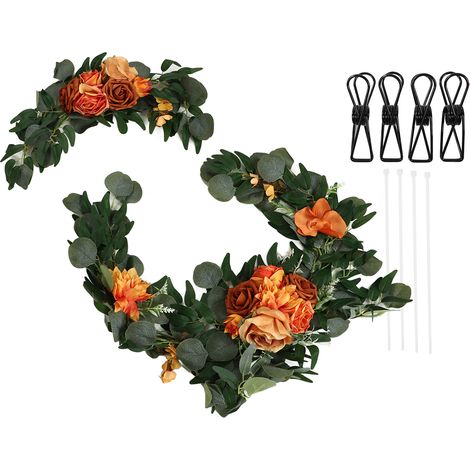 Lot de 2 décorations florales de mariage en forme de rose, réalistes, aux couleurs vives et inodores, pour une bienvenue parfaite (18063 JS) (1/5)