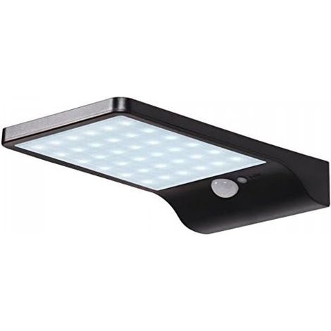 Lámpara solar para exteriores, luz para jardín o paisaje exterior, aplique de pared LED, 48 LED, negro. (1/4)