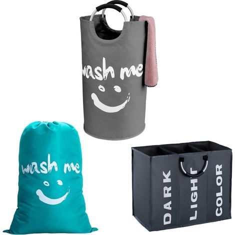 Wäschesack 120L, Wäschekorb faltbar 95L, Wäschekorb 3 Fächer 90L, Oxford-Gewebe (1/5)