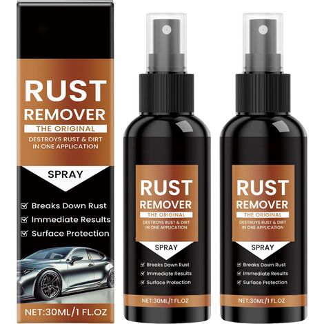 2PCSCar Rust Remover Spray, Instant Rust Remover, Iron Powder Remover, Rust Converter Spray, Multifunctional Car Rust Removal Spray, Rust Remover for Metals, Car Parts (1/5)