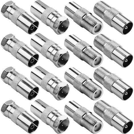Adaptateur Antenne TV à F, Connecteurs de Câble Coaxial, Adaptateur d'Antenne TV Mâle vers Femelle, Connecteurs de Câble Satellite T V, Compatible avec Prises Multimédia et Appareils Numériques (1/5)