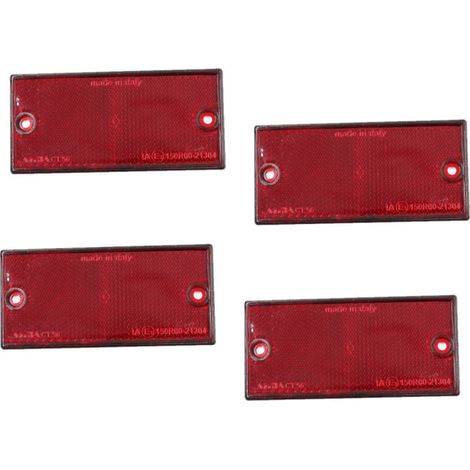 Catadioptre rectangulaire 105x48 mm rouge 4 trous (Lot de 4 )