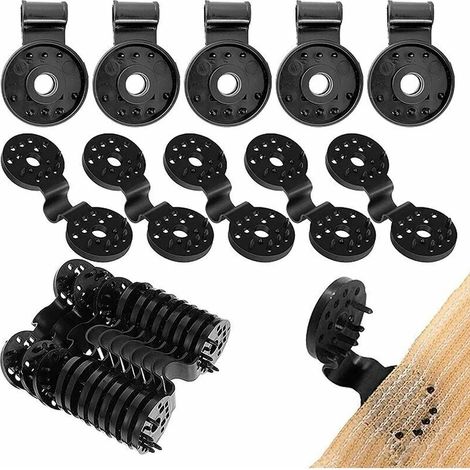 Clips de fixation pour toile d'ombrage (100 pièces) avec œillets, anti-UV et coupe-vent, pour la protection de l'intimité. Convient également pour les toiles de clôture et les filets d'ombrage. (1/4)