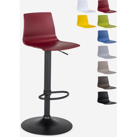Sgabello cucina bar design base nero opaco regolabile Grand Soleil Imola Matt - Bordeaux (1/5)
