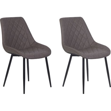 Set 2 Sedie da Pranzo Ecopelle Marrone Scuro Rivestimento Trapuntato Maribel