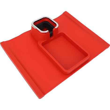 Porte-gobelet ergonomique multifonction en silicone rouge pour canapé et bureau, avec base antidérapante. (1/5)