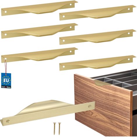 Tiradores para muebles KOTARBAU® Modern Edge de aluminio color oro mate, 160/180 mm, juego de 6 unidades