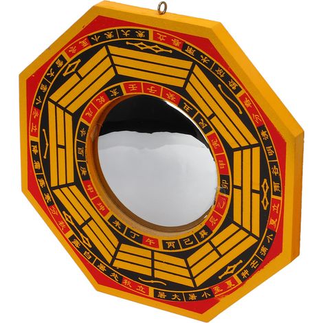 Miroir Bagua Feng Shui 8 pouces, aspect convexe, en panneaux de particules de bois et métal, décoration chinoise idéale comme cadeau de pendaison de crémaillère (1/5)