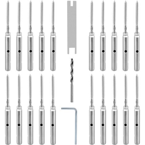 Lot de 20 Tendeurs de Câble en Acier Inoxydable T316 Pour 3mm Cable Inox,Pour Cable de Garde Corps,Rampe de Câble D'escalier,Balustrade de Terrasse Extérieure (1/5)