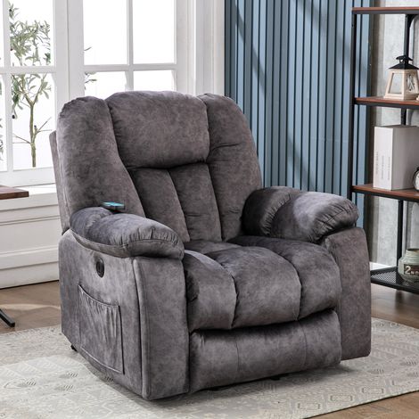 Power Massage Lift Recliner Chair for Elderly, Heavy Duty and Safety Motion Reclining Mechanism, Contempoary Overstuffed Design, Grey