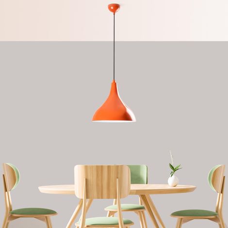 Lustre orange, hauteur réglable 33-122 cm, corps en métal, abat-jour Ø 22 cm, douille E27, pour la décoration moderne, 220-240 V (1/5)