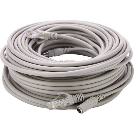 Câble Ethernet RJ45+DC 5M/10M/15M/20M pour caméras IP et système NVR 10Mbps/100Mbps (20M) (1/5)