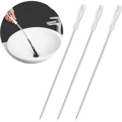 3-teiliges Abflussreinigungsbürsten-Set, Kanalreinigungsbürste, 45 cm Spülbeckenreinigungsbürste, perfektes Werkzeug zum Reinigen verstopfter Badezimmerabflüsse