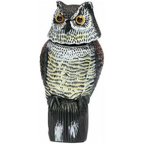 38cm Garten Vogelscheuche Eule mit rotierendem Kopf Realistische Garten Eule Vogelschreck Spielzeug FLITI (1/4)