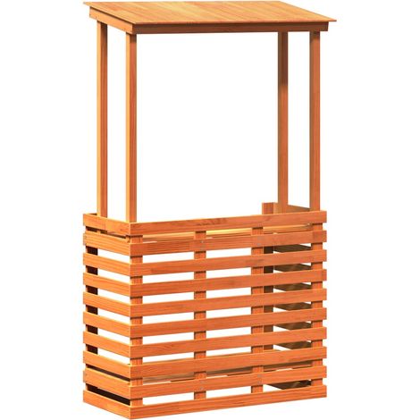 Outdoor Bar Table with Roof Brown 112.5x57x195.5 cm Solid Wood vidaXL
