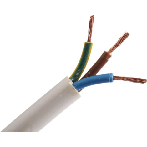 Câble d'alimentation RS PRO 3G1 mm², gaine PVC Blanc, 100m ( Prix pour Bobine de 100 Mètres )