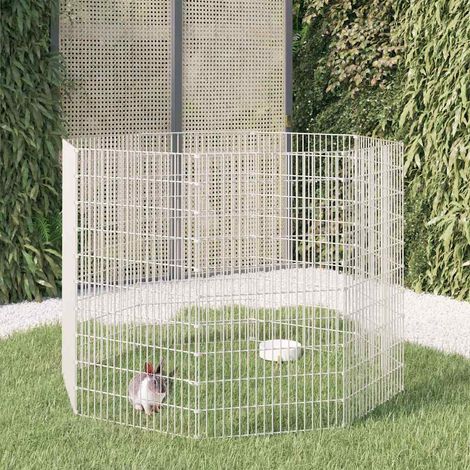 Clapier à lapin - Enclos Poulailler pour animaux 8 panneaux 54x100 cm Fer galvanisé BV865310 - BonneVie (1/5)