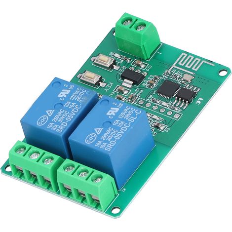 ESP8266 WLAN-Modul, 2-Kanal-Funkrelais, Fernsteuerschalter, Zubehörplatine, DC 5V 10A (1/5)