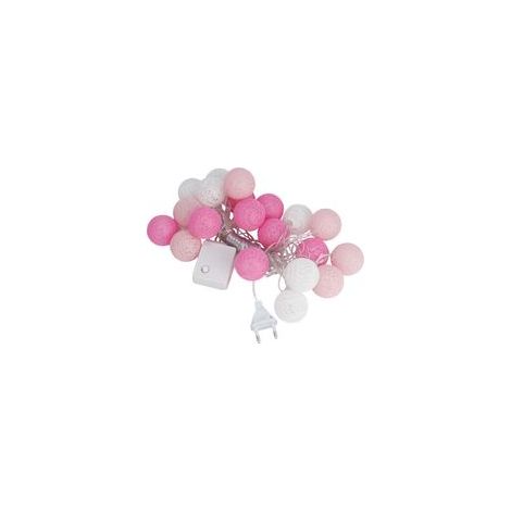 EU Plug 220V 5m 20 Cotton Wire Balls LED Light String Christmas Indoor Night Lamp Strip Pink (1/5)