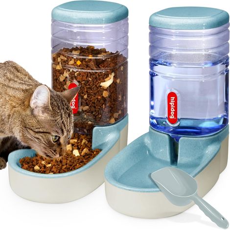 Distributeur Automatique de Nourriture et d'eau pour Animaux domestiques de Petite et Moyenne Taille 3,8 L bleu