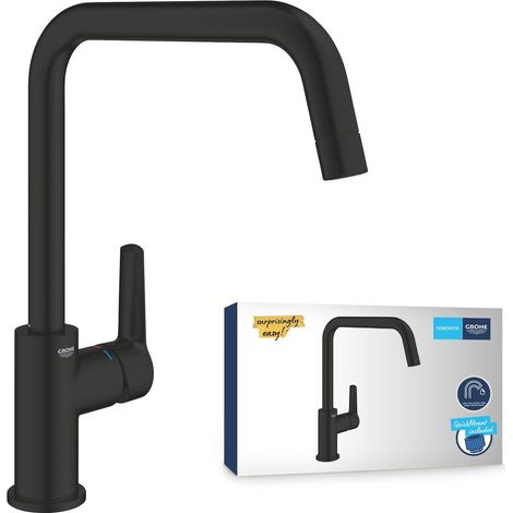 Robinet de cuisine, Mitigeur Monocommande Evier, Bec Haut, Rotation 150°, Noir Mat, 304702430 (1/5)
