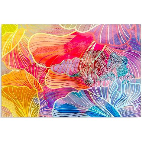 Tableau bois lotus abstrait - 40 x 30 cm (1/5)