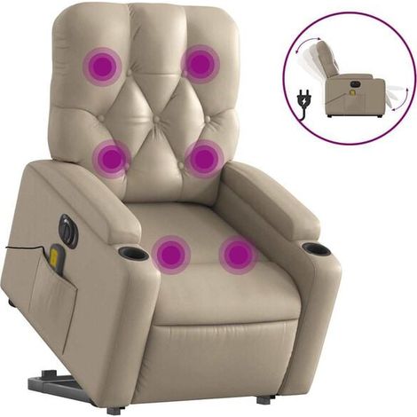 Fauteuil de massage électrique inclinable, couleur cappuccino, similicuir (1/5)