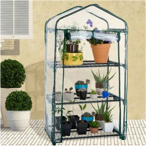 Mini serra a 2 livelli impermeabile in PVC, copertura da giardino per piante da interno, copertura da giardino anti-UV per decorazione domestica (senza telaio in ferro) - 69x49x126 (1/2)