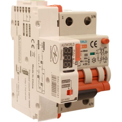 RCBO Interruttore Magnetotermico Differenziale Con Riarmo Automatico, Tipo A - SI Curva B 2P Veri 3M 6000A 30mA, AC 230V IP20 PL8M2, 3 Tentativi (10s/60s/300s), Corrente Disponibili 6A 10A 16A 20A 25A