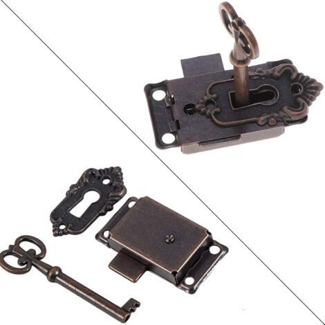 FENOPLASTICA2 Pcs Armoire Serrure Antique Serrure Meubles Décoratifs Serrure Avec Clé, Antique Quartet Classique Serrure Décorative Meubles De Cuisine Boîte Serrure De Tiroir (1/5)
