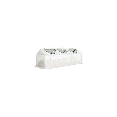 Mini-Gewächshaus mit 3 aufrollbaren Fenstern, hochdichter PE-Folie (140 g/m²), 180 x 60 x 60 cm, weiß