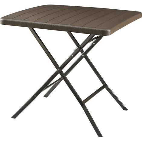 Tavolo da campeggio pieghevole 78 x 78 x 74 cm effetto legno marrone 030011000