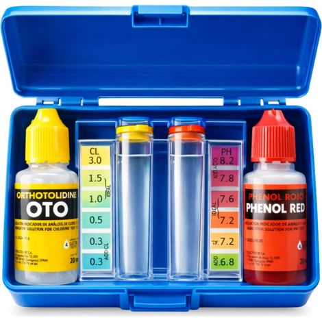 Kit de test chlore et pH, testeur de chlore et pH de l'eau de piscine, accessoires de piscine, convient à tout type d'eau, contient du phénol et de l'OTO en gouttes (1/5)