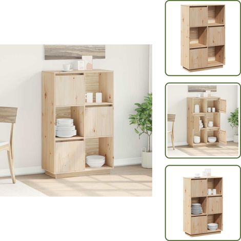 Highboard 74x35x117 cm Massivholz Kiefer - Massivholzmöbel - Kiefernholz Sideboard - Wohnzimmer Dekoration - Regal - Aufbewahrungsideen (1/5)