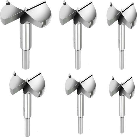 6 pièces Mèches Bois, Fraises a Bois Carbure Diametre 30/35/40/45/50/60mm, Mèches Pour La Perforation De Produits En Bois, Tiroirs, Produits en Plastique, Bois, Contreplaqué (1/4)