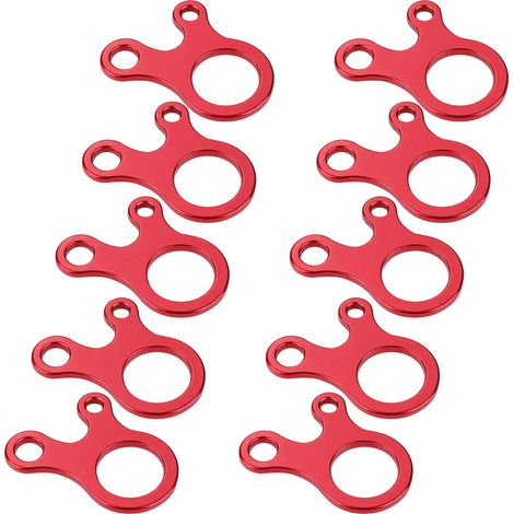 Lot de 10 attaches rapides à 3 trous pour corde de tente, boucle de fixation pour corde à vent (rouge) (1/5)