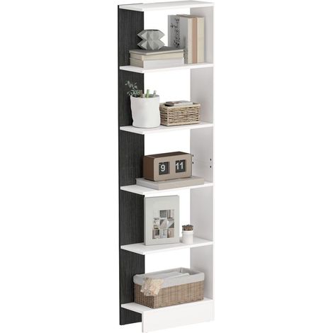 Park modern in wood to 5 levels, space-saving, 45 x 21 x 170 cm, black and white (1/5)
