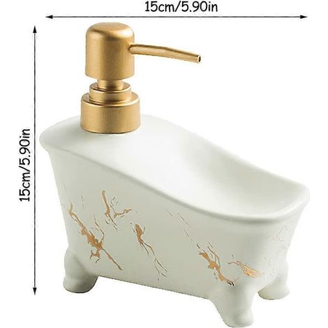 Badewannenförmiger Seifenspender – 350 ml – Keramik – Marmoroptik – Modernes und elegantes Design