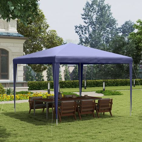 Tonnelle 3 x 3 m barnum de jardin métal époxy bâche PE haute densité bleu