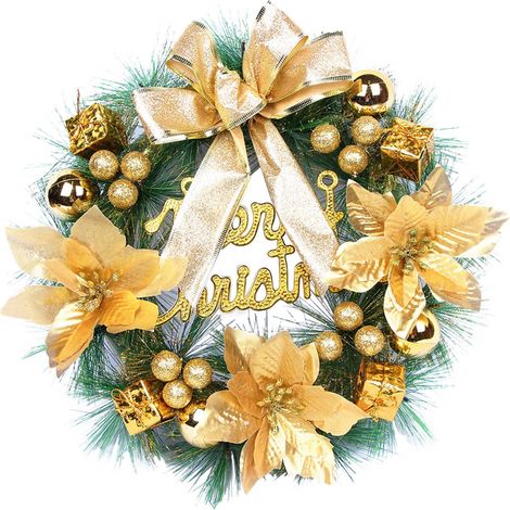 Guirlande De Noël En Pin Artificiel - Pré-Éclairée Avec Boules Et Pommes De Pin - Pour Porte D'Entrée Mur Fenêtre - 60 Cm (1/5)
