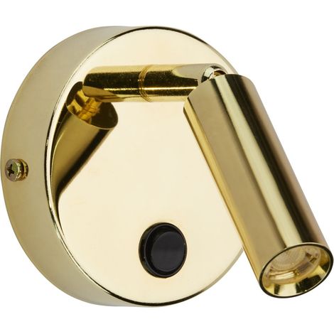 Applique murale avec interrupteur orientable Métal doré rond Lampe murale