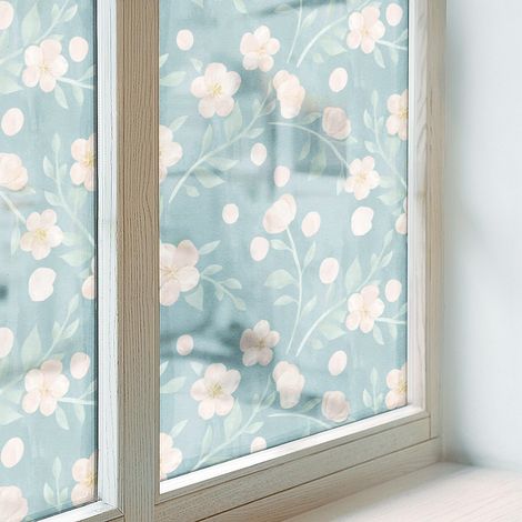 Film Dépoli pour Vitre 100x100 cm Vitrail Collés sur le Verre Décoratif Adhésif pour Chambre Cuisine Salle de Bain PVC Protection fleurs pastel (1/5)