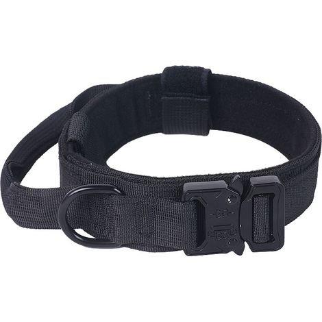 Collier de chien tactique réglable en nylon – Boucle en métal – Rembourré pour chiens moyens – Entraînement extérieur – Poignée de contrôle-L (1/5)