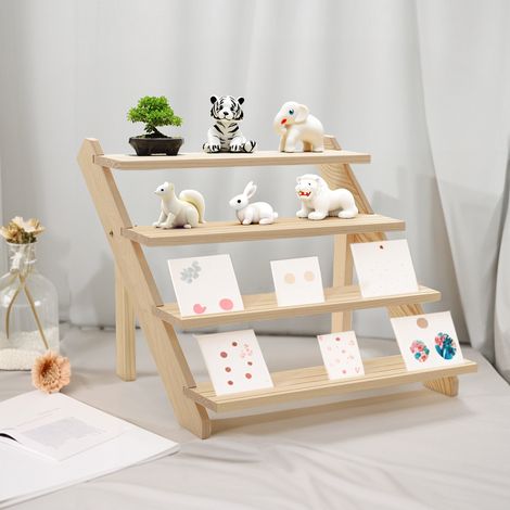 Four-layer Pine Wood Tabletop Multi-layer Storage Rack 39cm W x 32cm D x 40cm H (1/5)