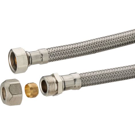 Flexible de Acero Inox DN8 Bicono Hembra QUICK PLOMBERIE - Ø12 Hembra 1/2 Paso Interior de 8mm Longitud 300mm