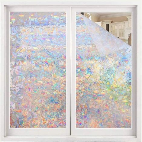 Window film adhesive, electrostatic rainbow effect window film, decorative privacy window film, 3D anti-UV window film, blackout window film ideal for bedrooms. (1/5)