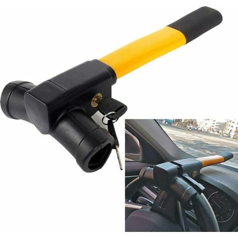 Canne Antivol Voiture Verrouillage de Volant Barre de Volant Antivol de Sécurité Universelle Voiture Rétractable T-Lock, A (1/5)